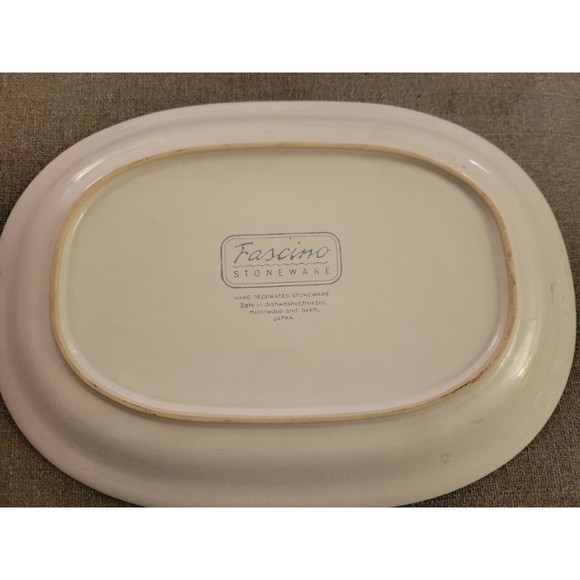 Yamaka Fascino Platter Dish Oval Serving Japan Stoneware Vtg Floral 12 1/2” Long - Picture 5 of 6